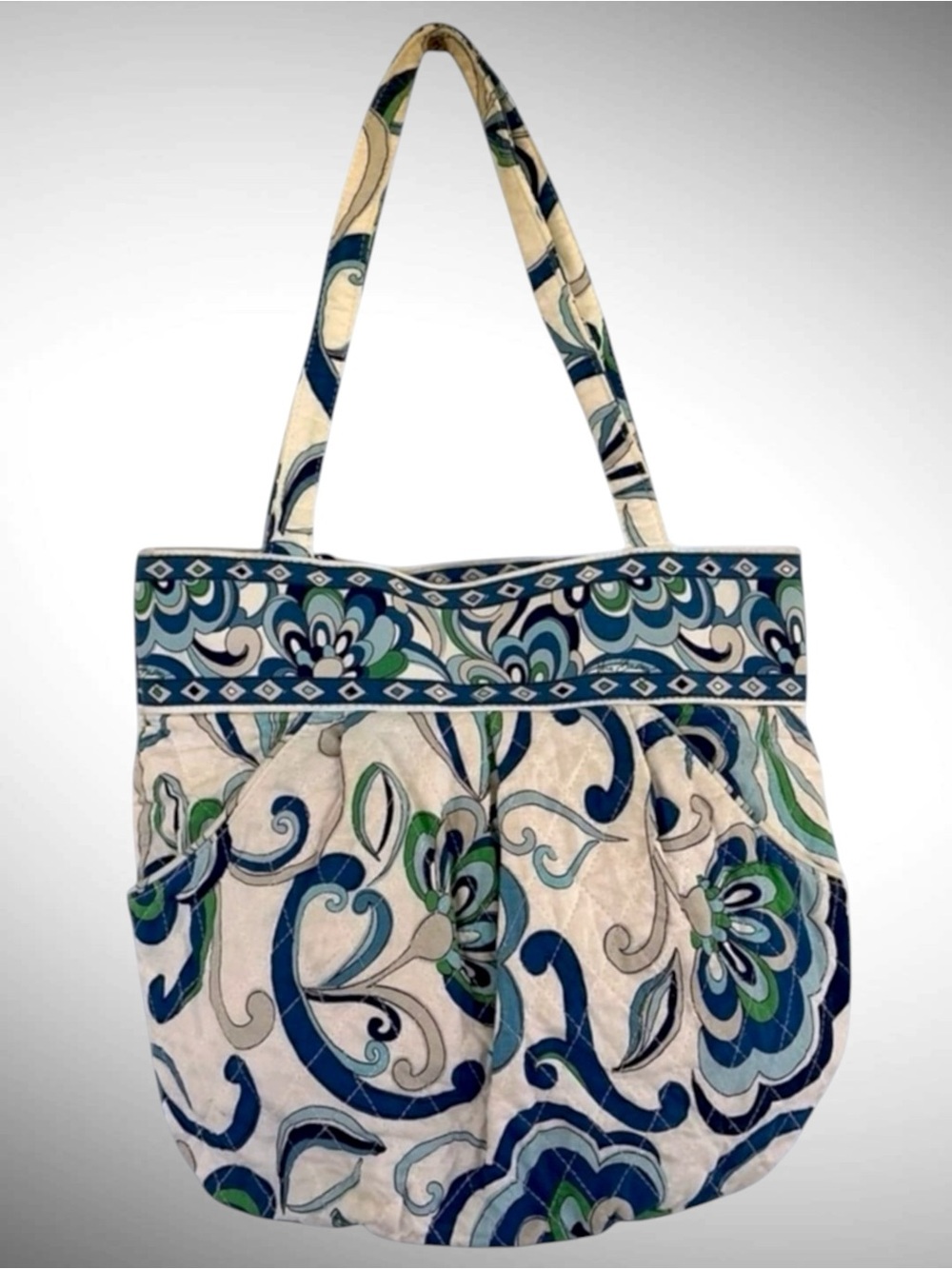 Vera Bradley Blue Paisley Shoulder Bag Quilted Tote Floral Mediterranean Morgan